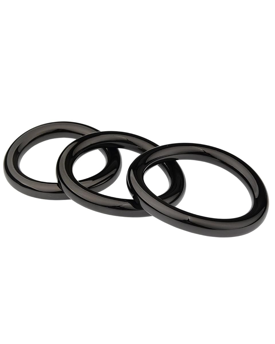 Alipコックリング ペニス 金属 ペニスリング 3点セット男性用アーチ型cock ring ペ二スリングアルミ合金グランスリング ペにス リング 防水 温冷プレイぺにすリングアダルトグッズpenis ring sex toys男性for men黒色924-φ40mm+45mm+50mm