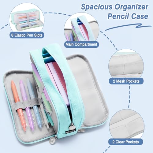 Image of MoKo 59 PCS Aesthetic School Supplies with Cute Pencil Case, Students Stationery Set for Teen Girls & College with Gel Pens, Pastel Highlighters, Mechanical Pencils & Refills, Office Supplies, Blue