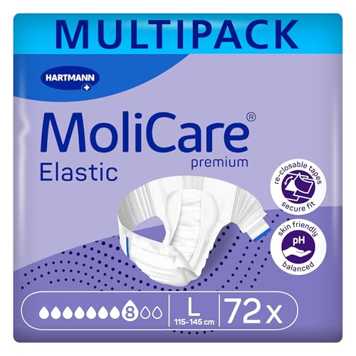 MoliCare premium Elastic Inkontinenzslips – 8 Tropfen | Hochsaugfähige Einwegwindeln für Männer und Frauen mit schwerer Inkontinenz | Größe L | 3x24 Stück