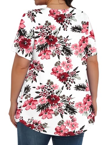 Image of Tencede Womens Plus Size Tops Tunic Short Sleeve Crew Neck Shirts Casual Soft Blouse 1X-5X