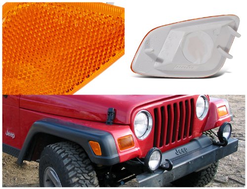 Spec-D Tuning LSM-WRG97AM-DP Jeep Wrangler Bumper Side Marker Lights Signals Amber