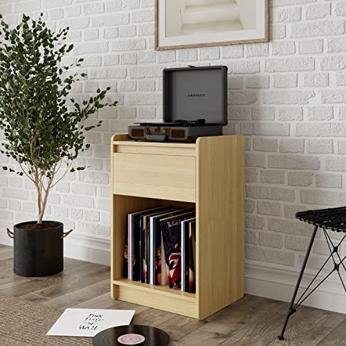 Image of Alphason Oslo Turntable Stand in light oak, 40x52x77cm (DxWxH)
