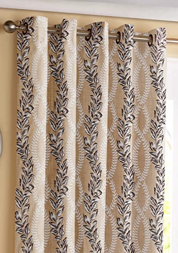 Image of Printed Curtains for Window 5Ft Pack of 2 | Curtain Panel for Living Room Bedroom Hall | Eyelet Drapes for Home and Office Decor, 4 x 5 Feet, Brown