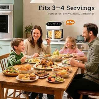 Kismile 4.5QT Glass Air Fryer, BPA-Free Non Toxic AirFryer with Digital Touch Control, 1500W Portable Airfryer, Dishwasher Safe Basket, Up to 400°F, Cooks with 95% Less Oil(White)