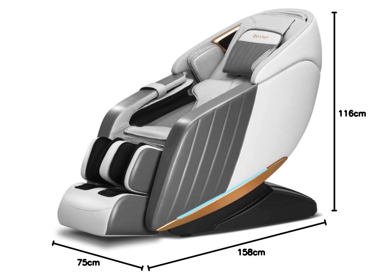 SOBO Z18 Full Body Massage Chair Automatic Leg Extension With Control Remote With 5 Year Warranty (White Grey) leather