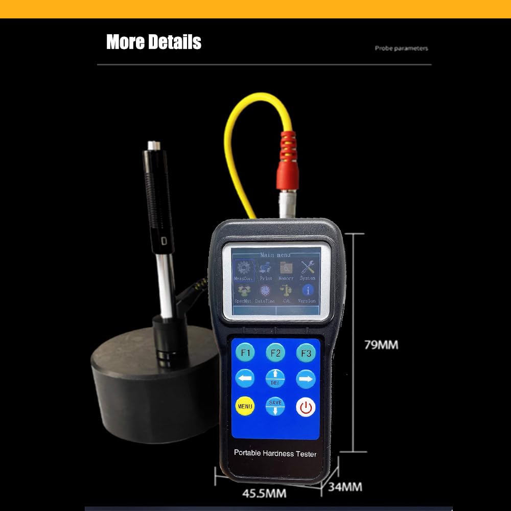 VTSYIQI Digital Leeb Hardness Tester Leeb Rebound Hardness Tester Meter with Hardness Scale HL HB HRB HRC HRA HV HS Memory 600 Groups Mass Data Storage for Metal Steel
