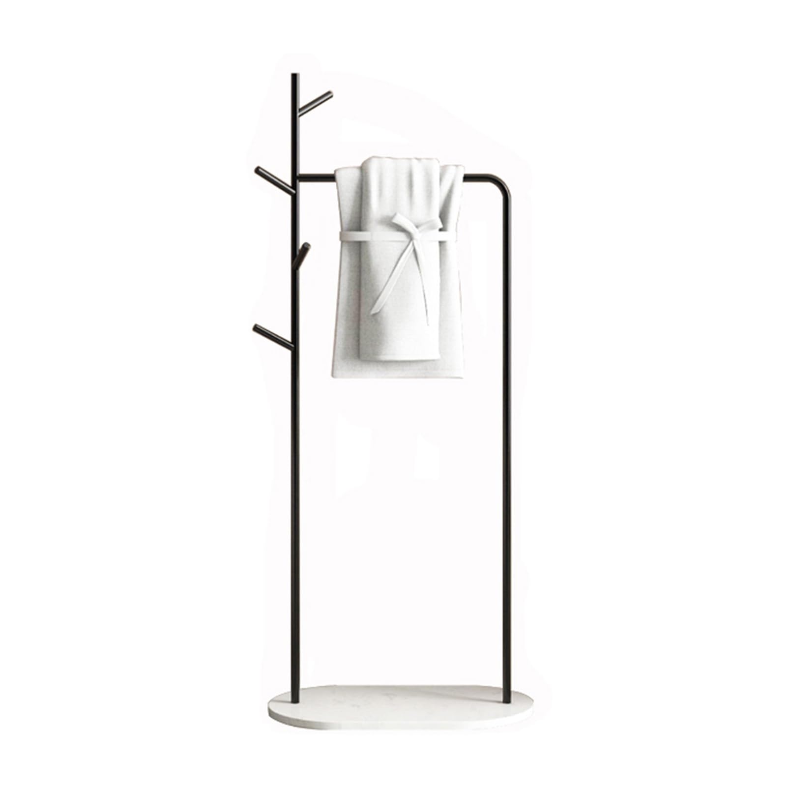 Porta Asciugamani Da Con Base In Marmo, Bagno Senza Trapano, Cestello Portaoggetti Perforato, Mega Rotoli Di Riserva For I Bagni Domestici(Black,Style1)