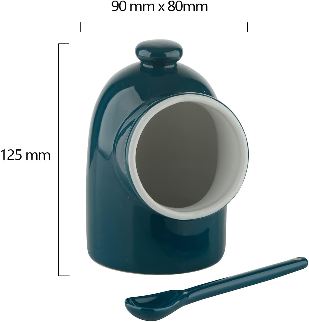 BIA SCOOP! Salt Pig & Spoon Teal, Blue, 9 x 8 x 12.5 cm