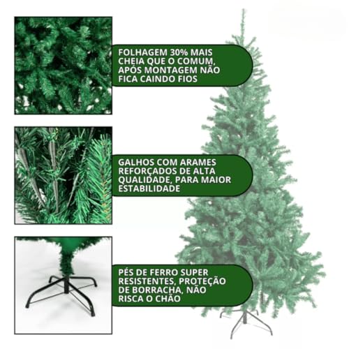 Árvore De Natal Grande Pinheiro Luxo Cheia Cor Verde 2.10m 600 Galhos Arvore De Natal Decoração