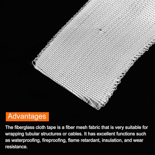 Image of MECCANIXITY 2pcs Fiberglass Cloth Tape 23m(25 Yard) x50mmx0.2mm C Glass Fiber Fiberglass Mesh Glass Fiber Mesh Woven Fiberglass Fabrics Insulation Tape for Reinforcement Repair
