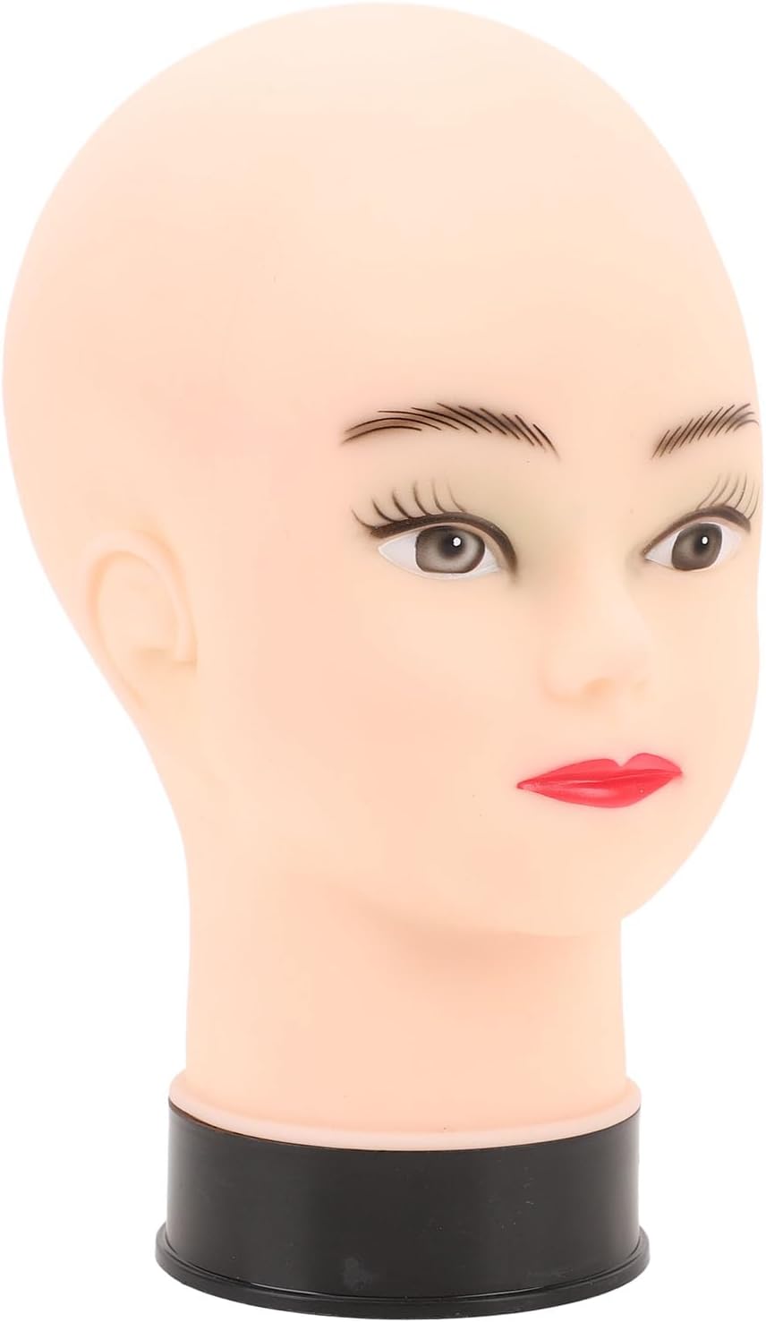 Mannequin Head, 11.2in Needle Insertable PVC Bald Mannequin Head, Practice Makeup Training with Universal Stand Interface for Wigs Hats Glasses Headphone Display Massage and