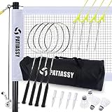 Patiassy Professional Badminton Set with Carbon Aluminum Badminton Rackets Set of 4, Outdoor Portabl