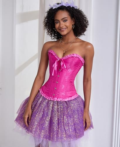 Image of SZIVYSHI Corset Tops for Women, Bustier Shapewear Lingerie, Lace Waist Push Up Bodysuit