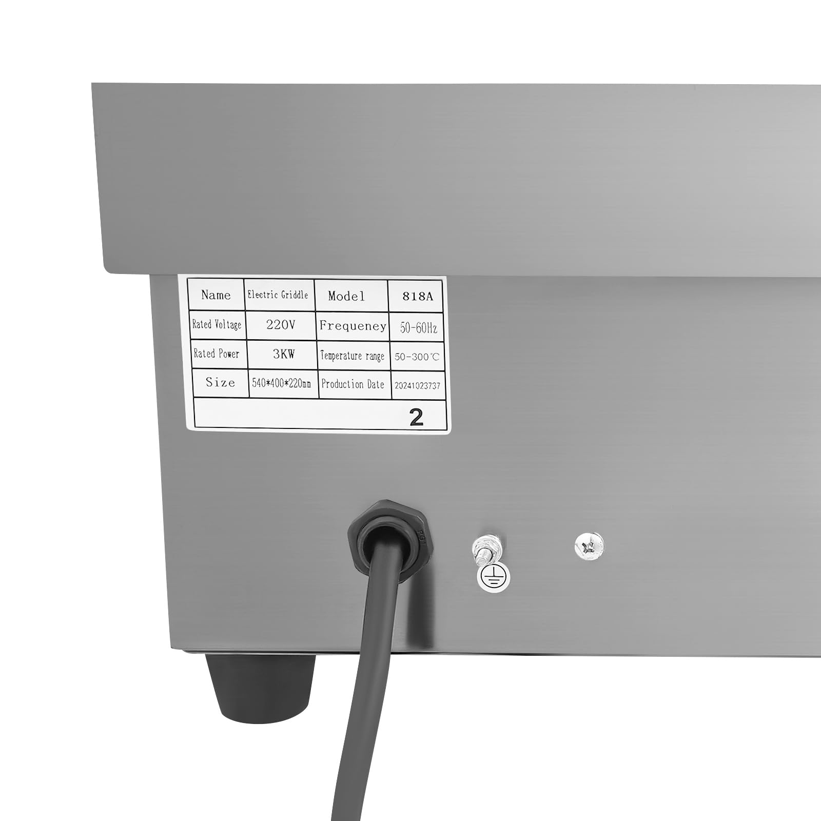 Barbacoa eléctrica comercial, plancha eléctrica profesional, plancha eléctrica gastro, placa de cocción rango de temperatura 50 – 300 °C, de acero inoxidable y hierro, 55 x 43 x 24 cm