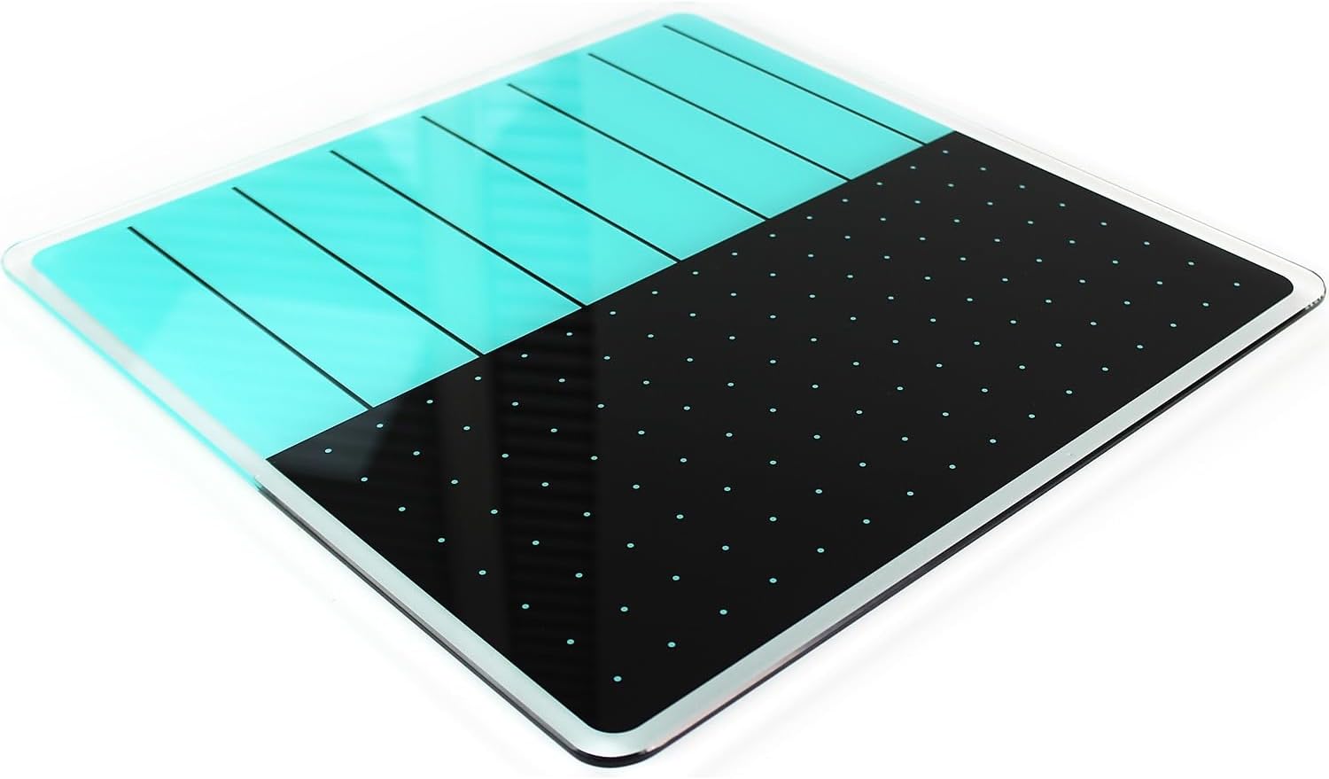 Floortex Viztex Glacier Teal & Black Plan & Grid Glass Dry Erase Board - 14" x 14"