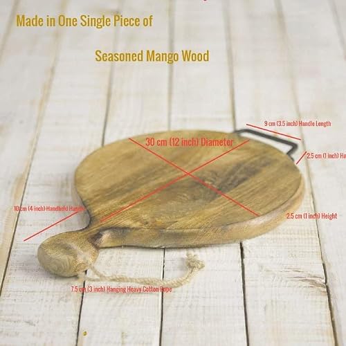 New Year Gifts Wooden Round Party Serving Platter Cheese Board Tray With Chopping Board Cutting Serving Board For Home Kitchen 11.5 Dia #TOP5