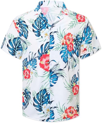 Image of Cromoncent Matching Hawaiian Outfits for Family, Dad and Son Matching Luau Beach Tropical Shirts Mommy Daughter Tropical Sets
