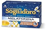 Camomilla Sogni d'oro solubile con melatonina, 16 Filtri, senza zuccheri e glutine, immediatamente solubile, facile da preparare, sonno rapido.