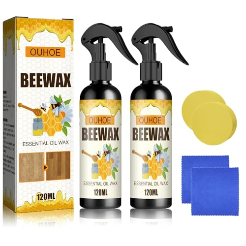 Piawokl 蜜蝋ワックス スプレー 天然蜜蝋 フローリング&家具用ワックススプレー 天然成分 無害 艶出し 防水 簡単施工 (2本)