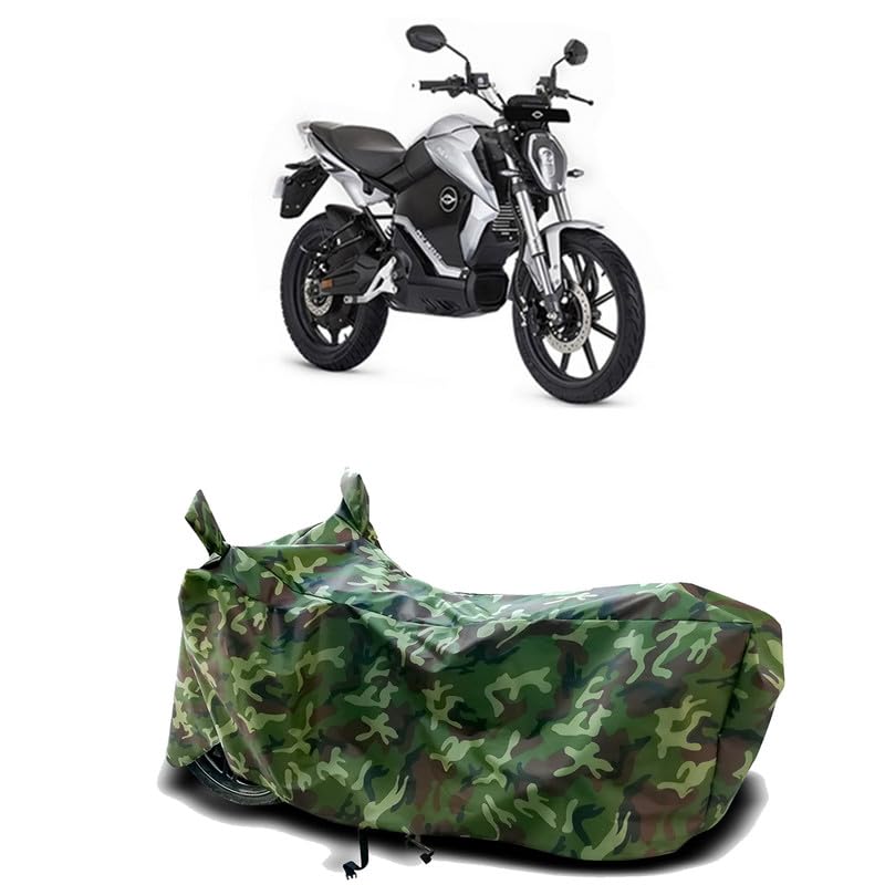 Image of DUFFEL-100% Heat Protection Two Wheeler Bike /Scooty Body Cover for Revolt RV 300 BS6 Water Resistance /UV-Rays /Birds Dropping /Scratchproof /Dust Proof /Waterproof[Green Jungle Print]