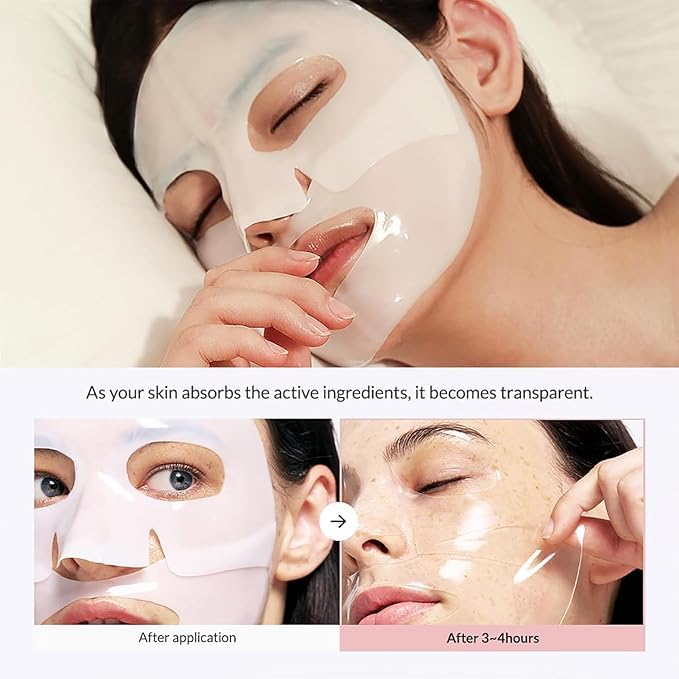Image of Korean Glass Skin Bio-Collagen Overnight Face Mask | Collagen Overnight Peel Off Mask | Overnight Glow Duo for Uneven skin Tone | Night Wrapping Mask for Women (Bio-Mask Pack of 02)