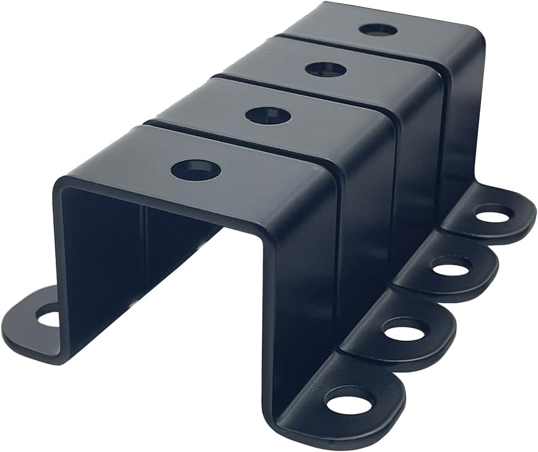 4 PCS 2x2" Square Tube Strap Clamps, 2 inch pipe strap, metal u clamp bracket for mounting,Powder Coated Black