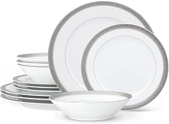Crestwood Platinum 12-Piece Set, Service for 4 in White, Multicolor