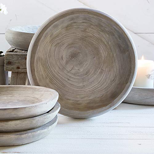 Santa Barbara Design Studio Wood Bowls TableSugar Hand Carved Paulownia Wood Serving Bowl, Large, Grey