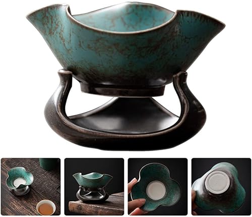 Miniatura 6 de DOITOOL Colador de té de porcelana, 1 juego de infusor de té, filtro de té de cerámica retro, filtro de té de Kung Fu, colador de té de hojas
