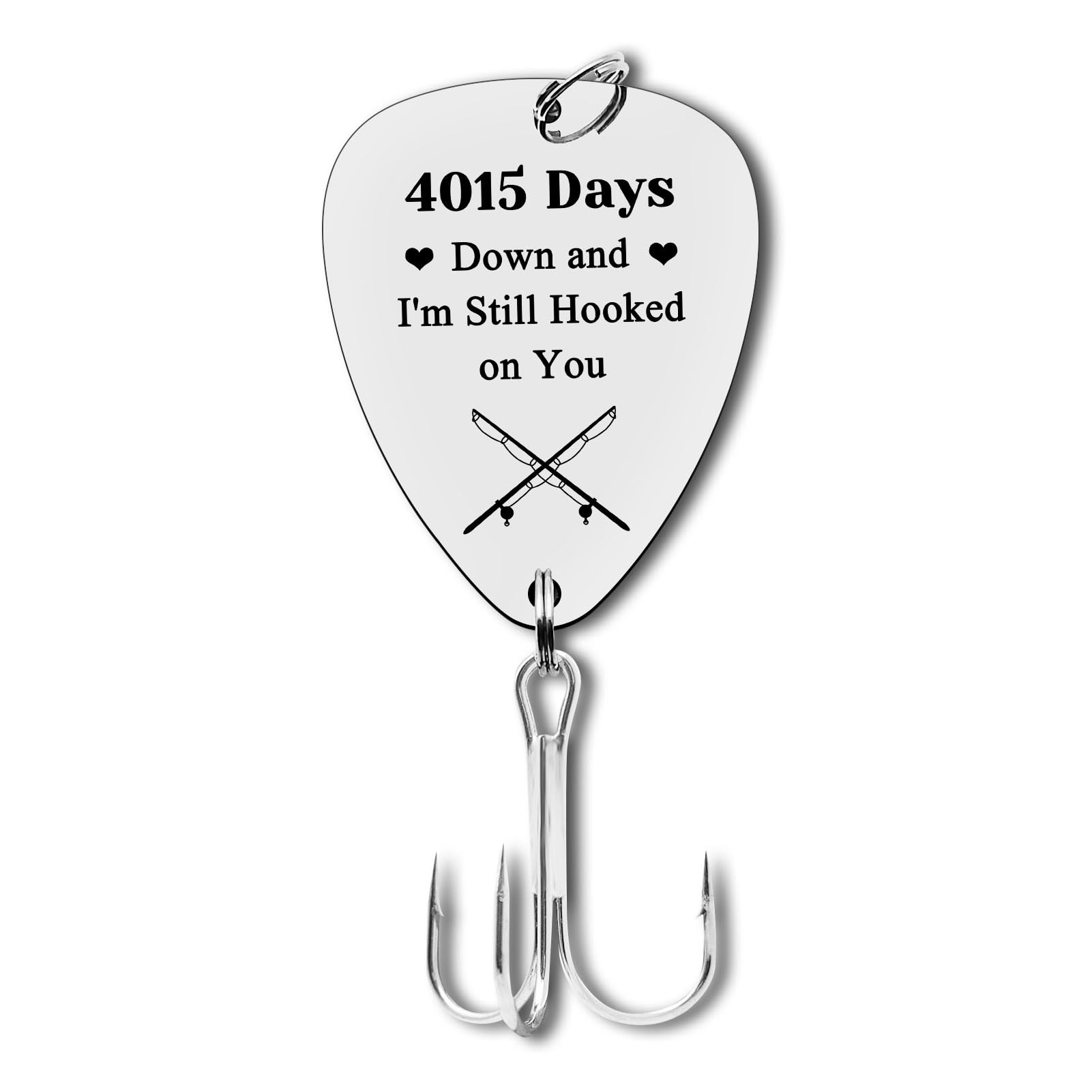 Stainless Steel Fishing Hook Gift 11 Year Anniversary Fishing Lure Gift - "4,015 Days" Stainless Steel Hook For Him Unique 11th Anniversary Gifts For Him Stainless Steel Fishing Hook Gift 11 Year Anniversary Fishing Lure Gift - "4,015 Days" Stainless Steel Hook For Him Unique 11th Anniversary Gifts For Him