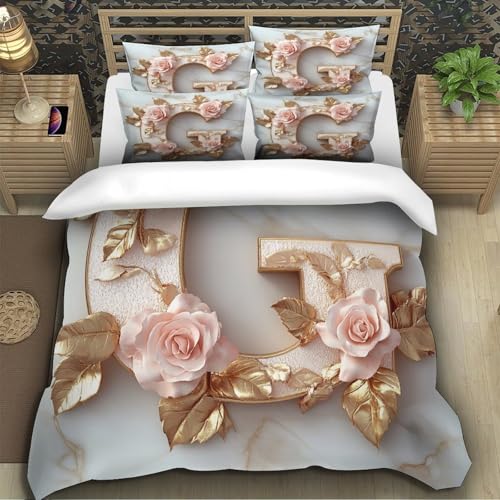 Parure de lit microfibre résistante et douce 200x200cm imprimé roses