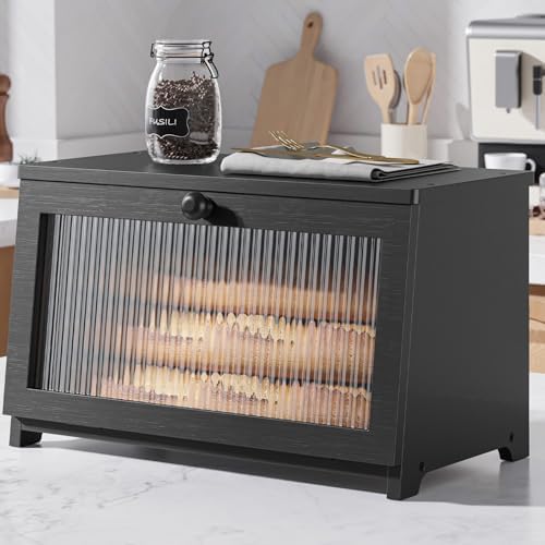 Kitsure Bread Box - Wooden Bread Box for Kitchen Countertop, Larg...