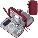 CAAORDKSO Electronic Organizer Travel Cable Accessories Bag, Case for Cable, USB, Cord, Charger, Phone, Power Bank, Earphone (Wine Red, Large)