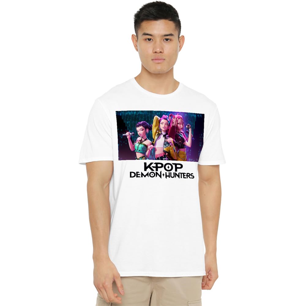 Kpop Demon Hunters Huntrix Group Singing Unisex T Shirt, White, XXXXX-Large