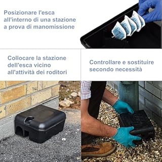 Roshield Super Forte Veleno per Topi e Ratti, Veleno per Topi Professionale, Esca Topicida Ratticida in Bustine di Pasta Fresca, Rodenticida Potente, Uso Esterno ed Interno, 100% Made in Italy