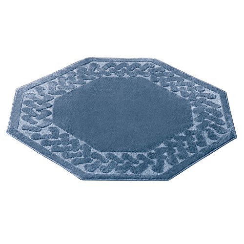 Collections Etc Herringbone Carpeted Runner Rug, Solid-Colored With Plush Decorative Trim Accents And Skid-Resistant Backing For Long Hallway, Blue, Runner #TOP16