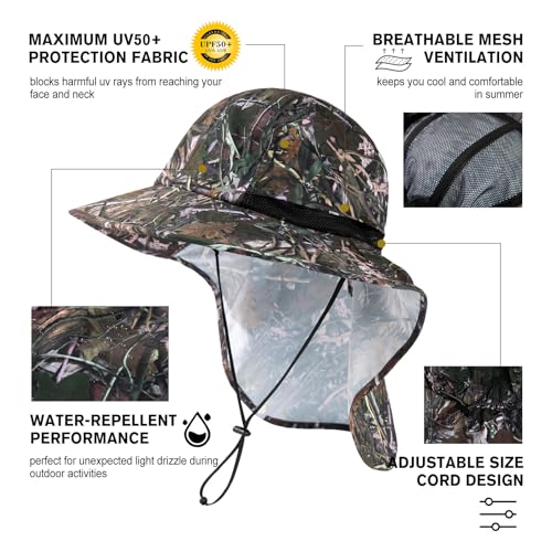 Image of Oversized XL XXL Mens Sun Hat Big Head Neck Flap Shade Waterproof UPF50+ Wide Brim Hat Fishing Safari Hiking