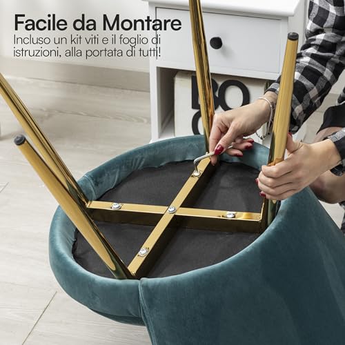 Baroni Home Poltrona Imbottita Con Schienale A Conchiglia In Velluto Tiffany Con Gambe In Oro, Poltrona Da Salotto E Camera Da Letto, Super Confortevole, Poltrona Relax 69X71X84 Cm - 6