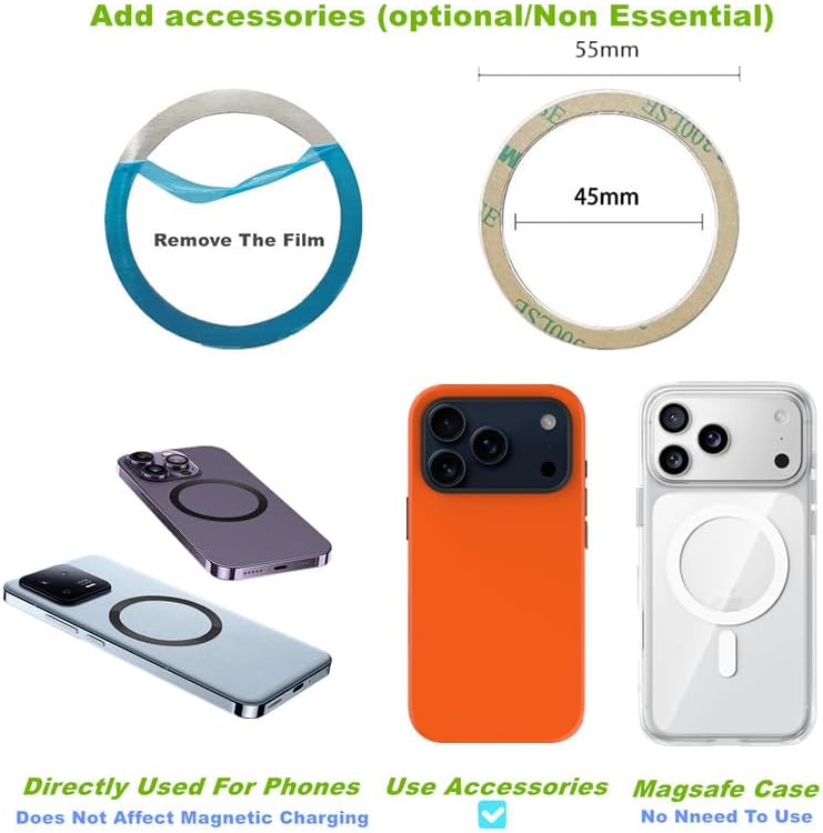 ANEWSIR for MagSafe Phone Grip Magnetic Phone Ring, for iPhone 12-17 Series, Stylish Glitter Silver Series (Glitter Rose Gold) thumbnail