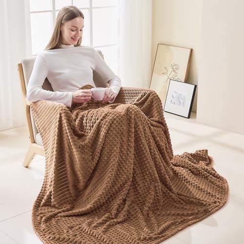 EMME Kuscheldecke 200x230 Fleece Weich Warm Flauschig Braun Tagesdecke – Ansicht 6