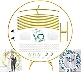 LANGXUN Φ7.2ft (2.2m) Large Size Golden Metal Round Balloon Arch kit, for Birthday Party...