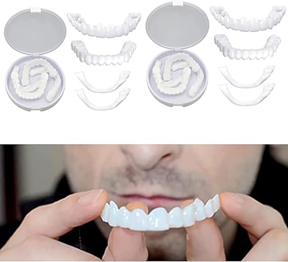 2 Paires Dentier,Dentier Provisoire,Fausse Dent,Dent Provisoire,Facettes Instantanées Dents pour