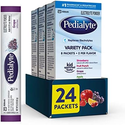 Pedialyte Electrolyte Powder Packets, Variety Pack, Hydration Drink, 24 Single-Serving Powder Packets