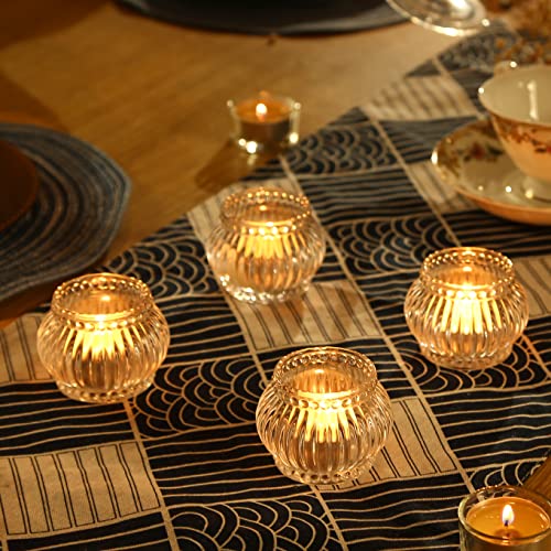 Goldeal Round Tealight Holders,Set Of 12 Thick Clear Glass,Tea Light Candle Holder,Votive Candle Holders Bulk,Candlestick For Wedding Decor,Baby Shower Party,Bridal Shower,Dinner,Table Centerpieces #TOP3