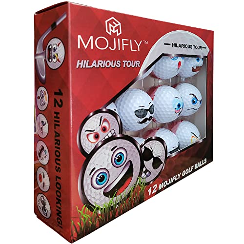 Mojifly Golf Balls, Novelty, 12 Pack, Funny Kids Golf Balls For Gifts Red/White #TOP2