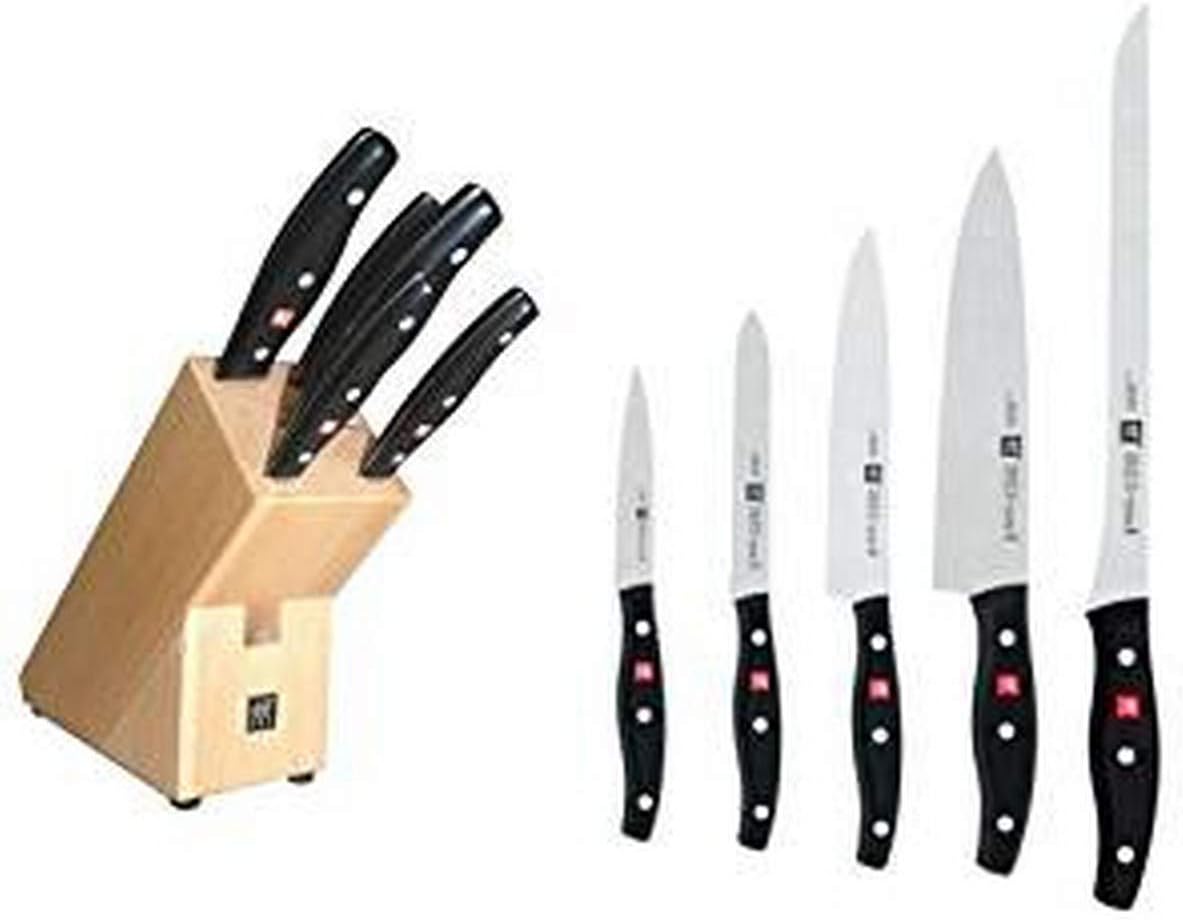 Zwilling TWIN POLLUX 5-Piece Knife Block with Friodur Cold Hardened Blade, Stainless Steel