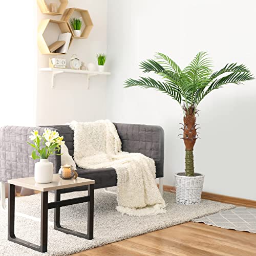 Ferrgoal 59 Inch Artificial Sago Palm Tree Tall Fake Palm Plant With 9 Pcs Adjustable Leaves Tropical Decor Plastic Faux Tree In Pot Realistic Fake Plants For Home Indoor Office Patio Porch #TOP4
