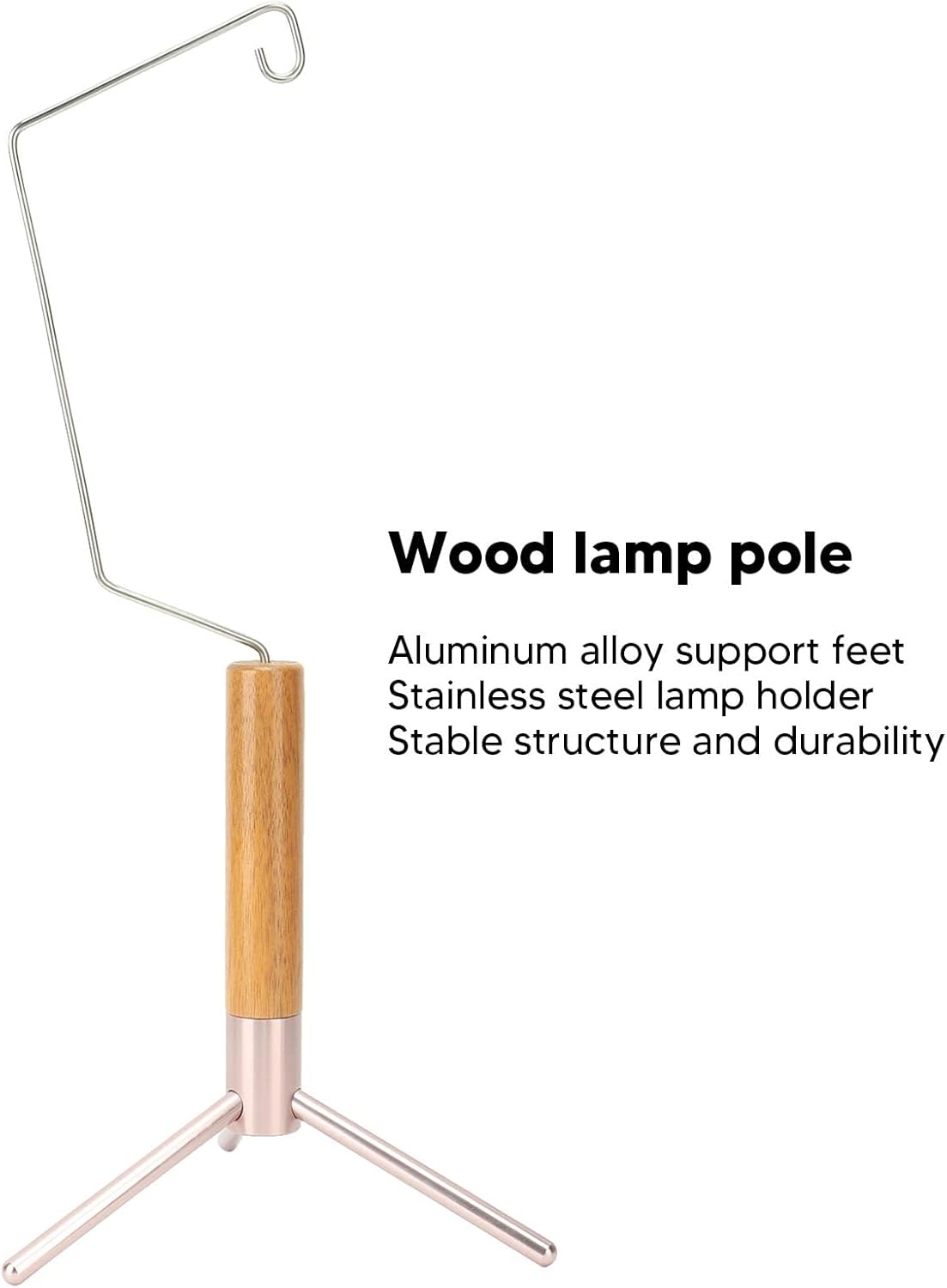 Portable Camping Hanging Rack, Camping Table Stand, Outdoor Lantern Hanging Stand with Storage, Multifunctional Lamp Holders for Hiking Fishing Camping, Wood Aluminum