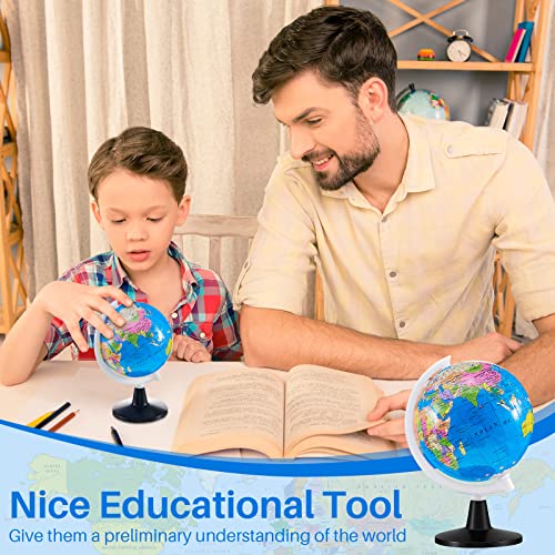 12 Pcs World Globe For Kids Learning Rotating World Map Globes Educational Globes With Stand 3.4 Inches Kids Mini Globe Desk Classroom Decorative Globe For Kids Geography Table Decor, Blue #TOP4