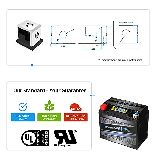 Chrome Pro Ytx12-Bs Igel Maintenance Free Replacement Battery With Digital Display For Atv, Motorcycle, Scooter, And Utv: 12 Volts, 1.2 Amps, 10.5Ah, Nut And Bolt (T3) Terminal #TOP7